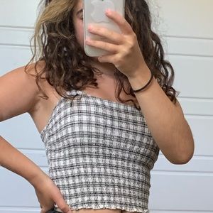 Black and white form fitting Hollister tank